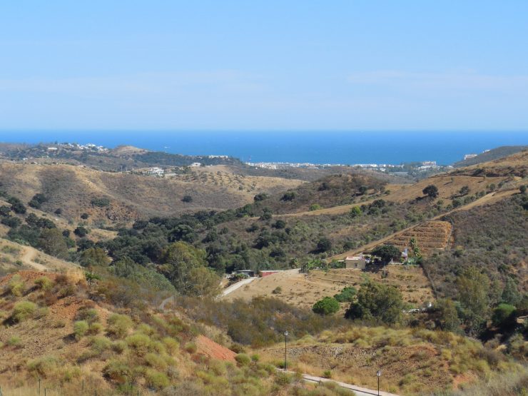 Panoramic sea and mountain views from La Reserva de la Cala Golf, Mijas Costa, Andalusia, Spain