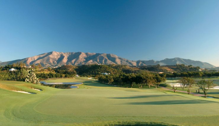 Beautiful mountain views and blue skies seen from Santana Golf course, Mijas Costa
