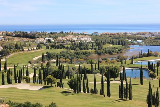 Stunning view of Los Flamingos Golf and the Mediterranean Sea