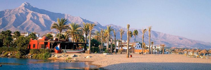 Marbella, between the Sierra Blanca Mountain and the Mediterranean Sea