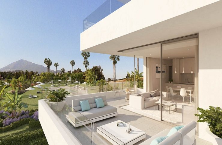 Mountain view from the balcony of an apartment in Atalaya Golf, Marbella West