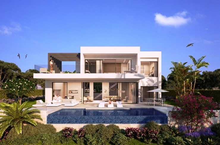 Front side of a villa in Atalaya Golf, Marbella West